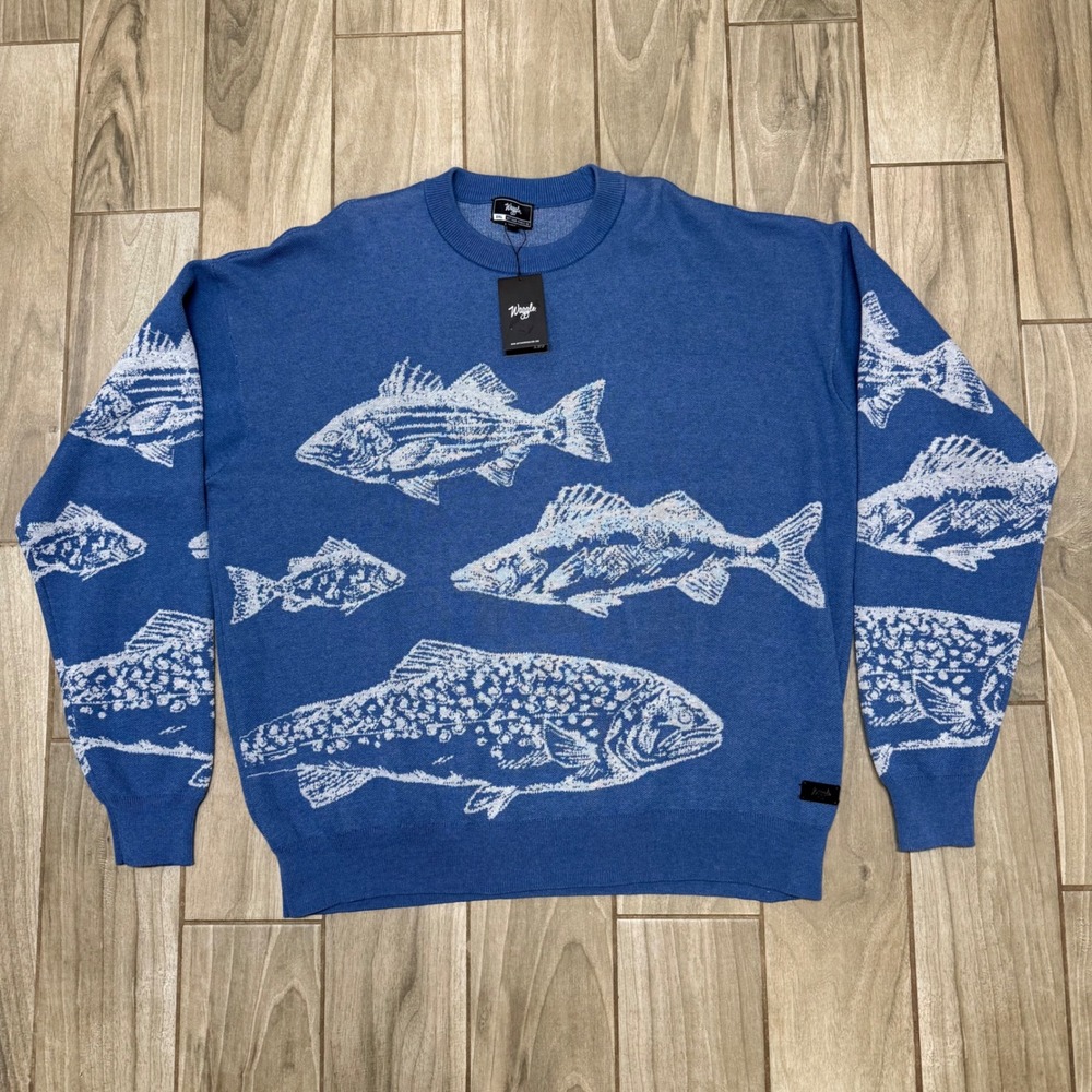 Waggle Mens Blue Freshwater Knit‎ Sweater New With Tags 2XL